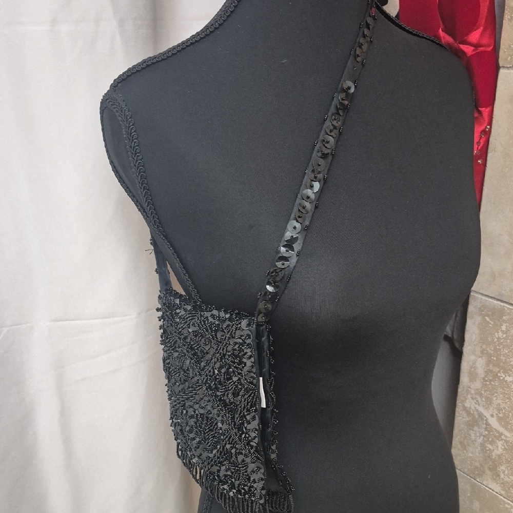 Elegant Black Beaded Women's Bag